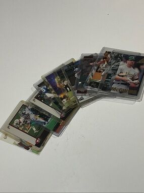 Baseball Trading Card Collection in Clear Sleeves - Brown & White